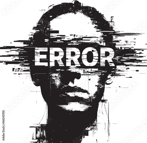 Error Glitch Portrait Abstract Digital Art Depicting Facial Corruption