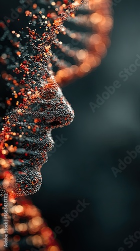 Abstract Profile of a Human Face Formed from DNA Particles