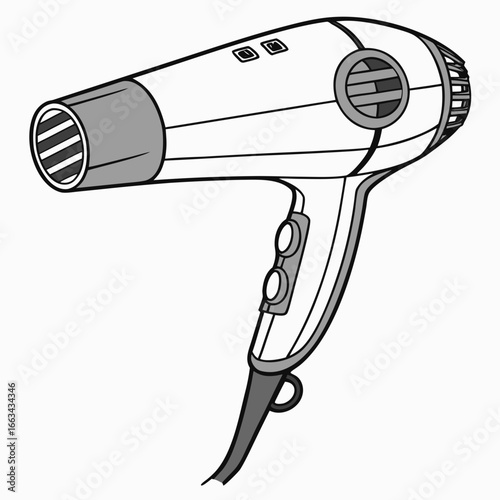 Hairdryer Vector | Generative AI Linocut Silhouette Design Illustration
