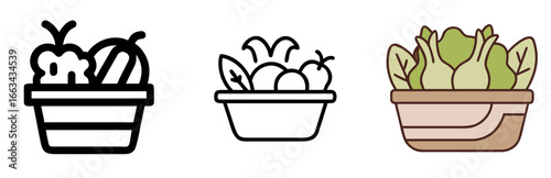 Vegetable Basket Icon for Farming, Fresh Produce, Market and Organic Food