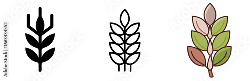 Wheat Icon for Farming, Agriculture, Grain, Harvest and Crop Production