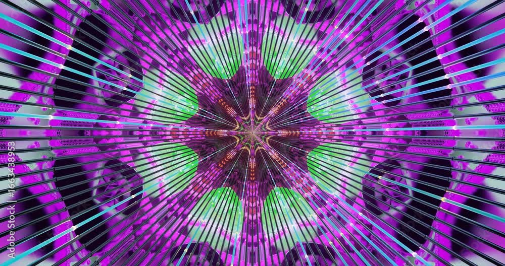 An AI-generated abstract shows radial symmetry with vibrant colors in a kaleidoscopic pattern