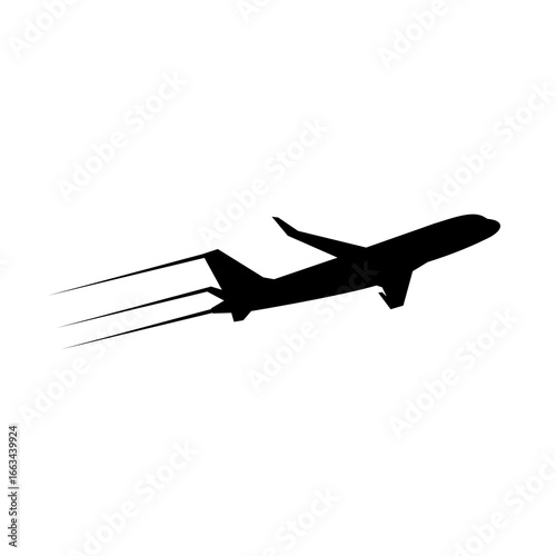Plane taking off silhouette icon isolated on white background