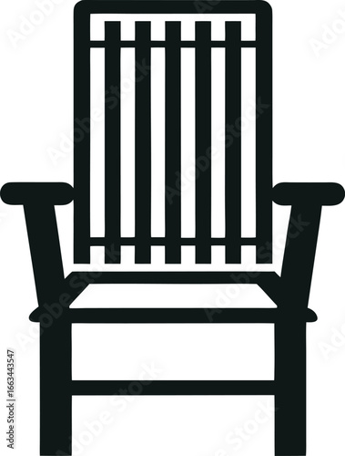 Dark Silhouette of a High- Backed Armchair with Slatted Back and Wide Arms furniture