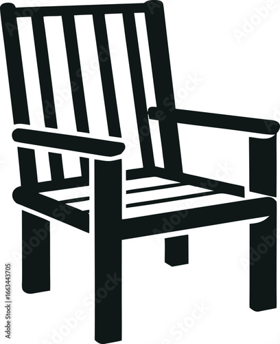 Dark Silhouette of a Wooden Adirondack Chair on a White Background vector