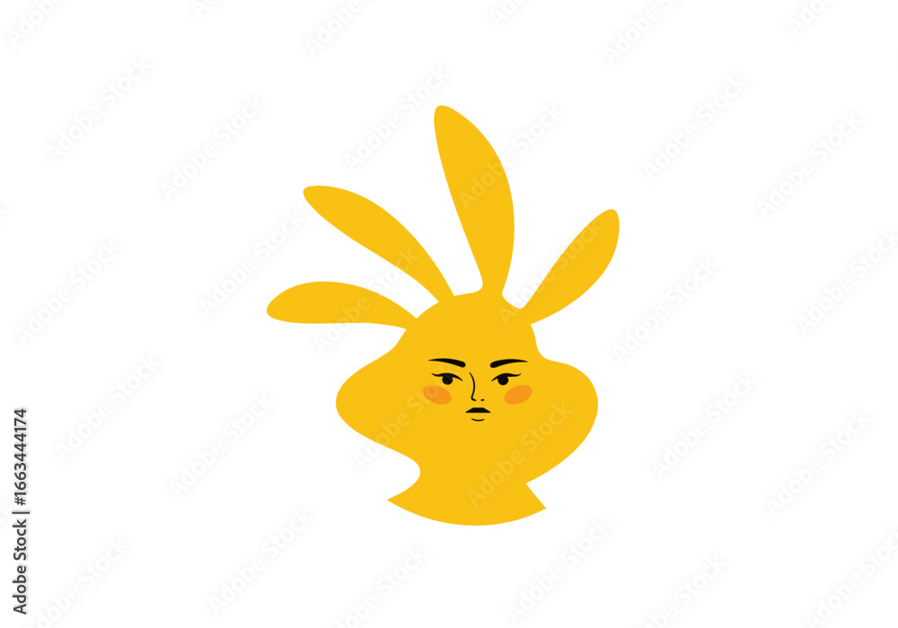 Fototapeta premium A vibrant yellow creature with distinctive ears and a determined expression captures attention with its unique design