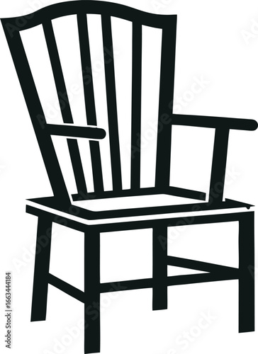 Windsor Chair Silhouette with Transparent Background furniture seat