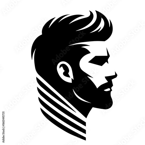 Black and white vector silhouette of men hairstyle on a white background 