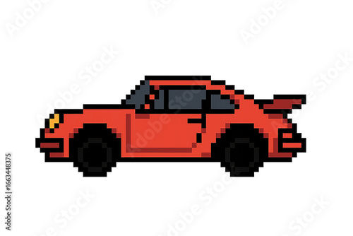 Pixel Art sportscar in 8-Bit Style