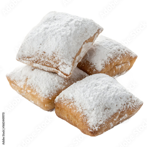 Delicious Beignets Piled High with Powdered Sugar Freshly Made Pastries Ready to Eat Sweet Treat Dessert Food Photography