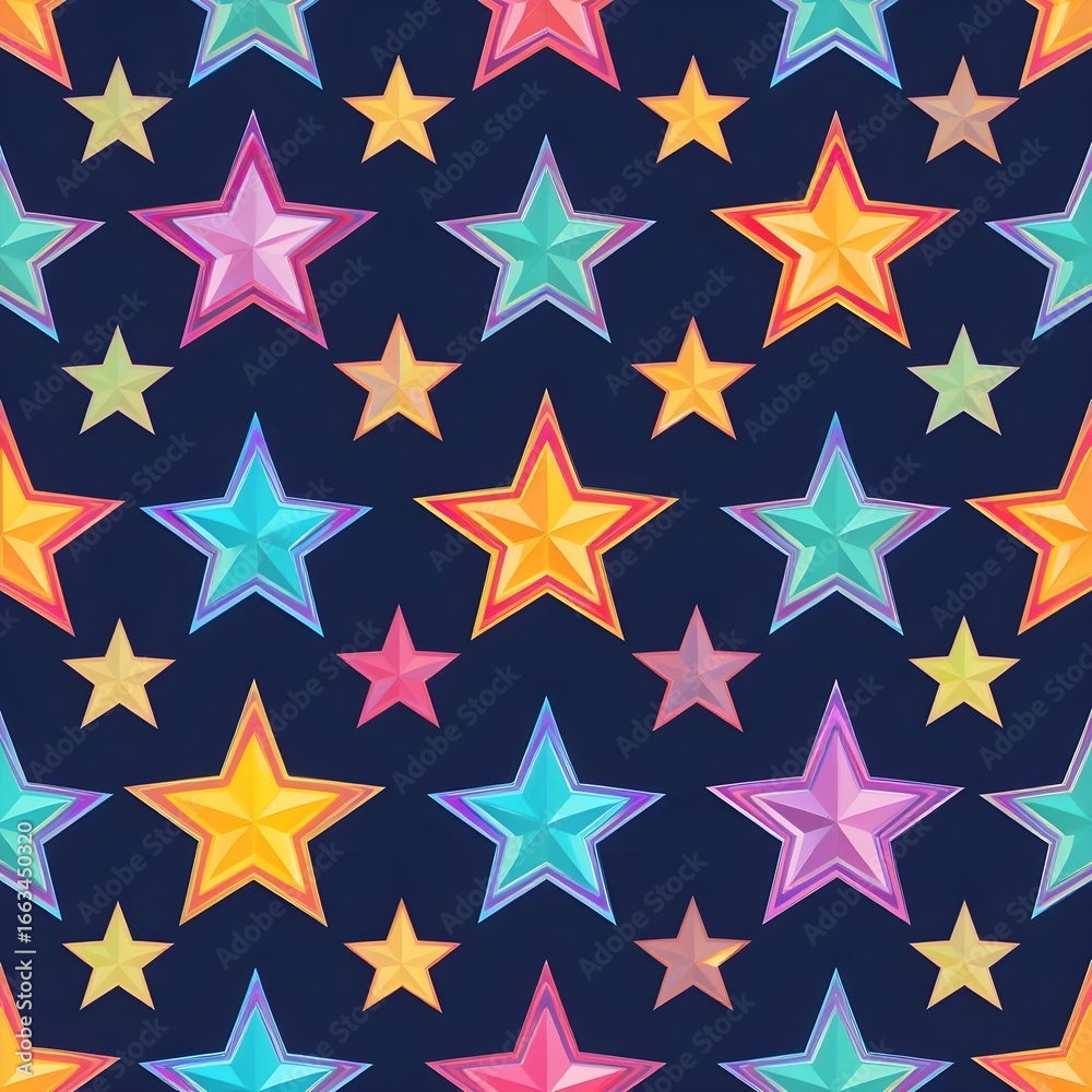 Fototapeta premium Seamless pattern of retro rainbow stars
