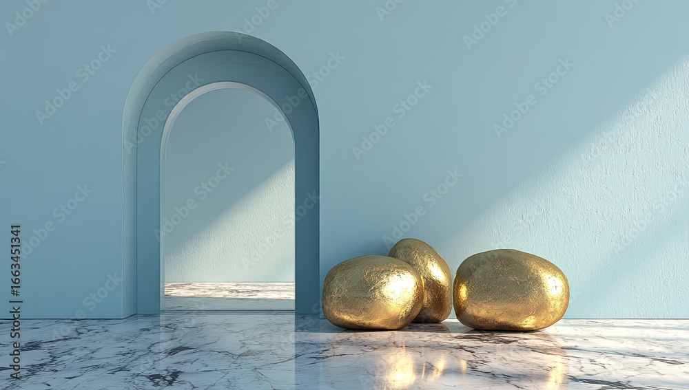 Obraz premium Modern archway, golden stones
