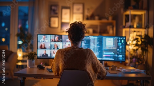 Woman working from home at night (2)