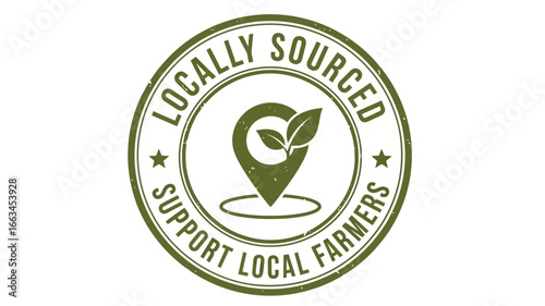 Locally Sourced Farmers Support Badge with Leaf Icon