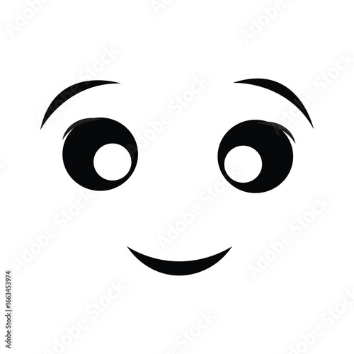 Smiling cat face with closed eyes icon. Isolated on white backgrund. Vector illustration. eps10