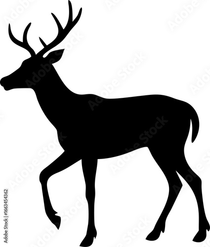 Elegant deer silhouette isolated on a white background isolated on white background