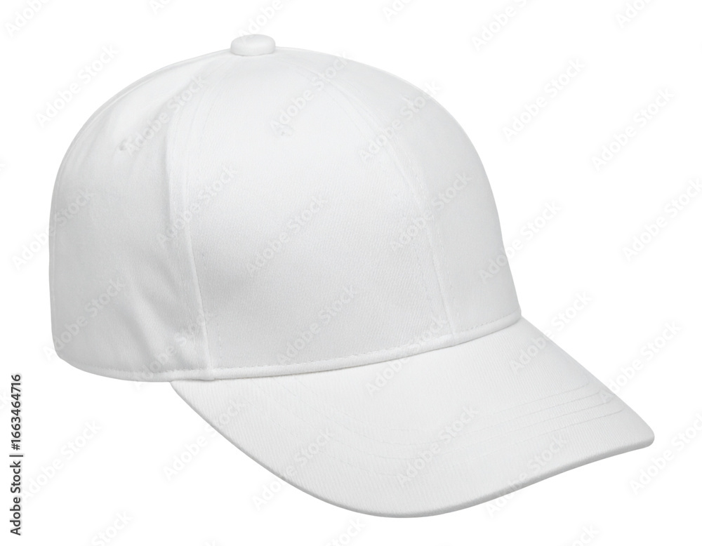 Fototapeta premium White Sports Baseball Cap in Angled Perspective, isolated on transparent background PNG
