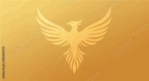 Wallpaper Mural Golden Phoenix Bird Silhouette Soaring Against Gold Background Symbol of Rebirth Torontodigital.ca
