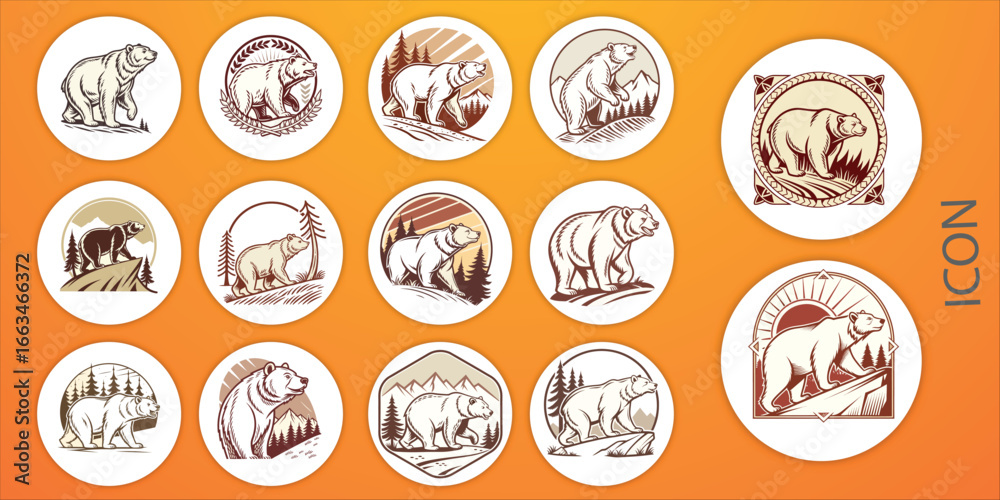 Fototapeta premium Portrait of brown bear on grassland looking at camera