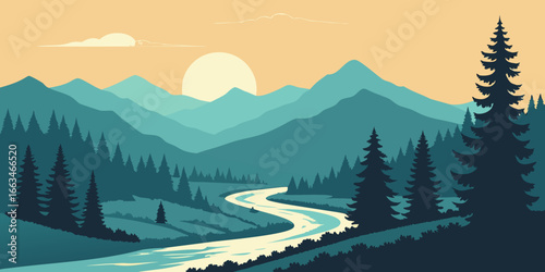 winter landscape with mountains