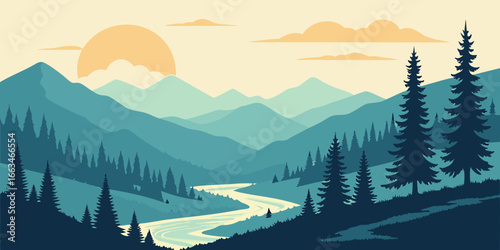 winter landscape with mountains
