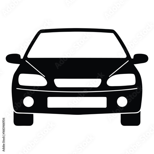 Black car vector illustration front view transportation design simple graphic for websites and prints