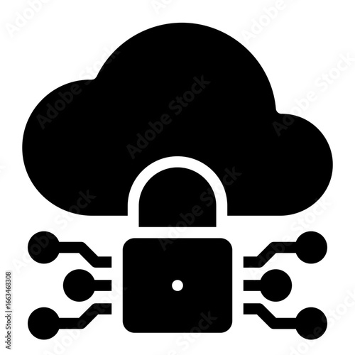 Secure cloud glyph style vector illustration