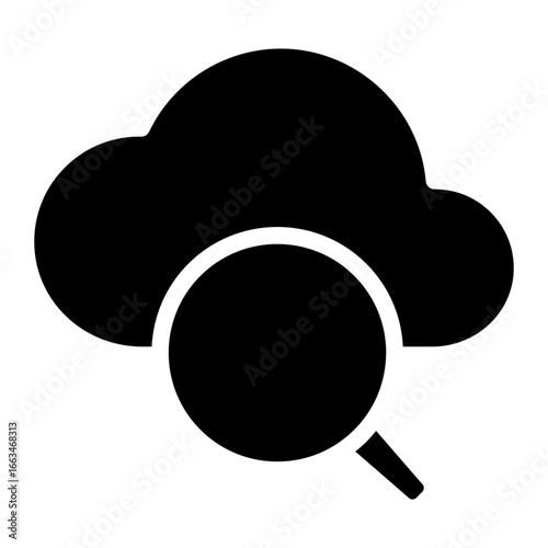 Search cloud glyph style vector illustration