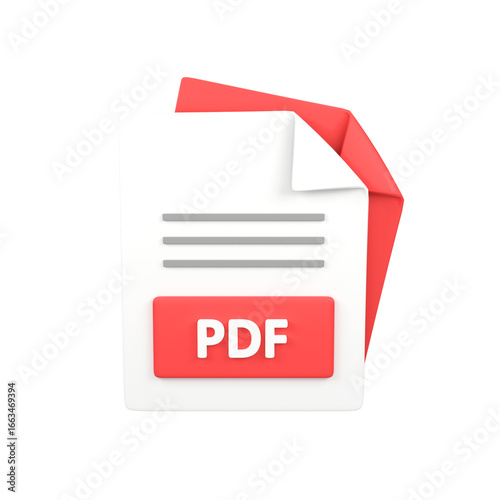 PDF file document type isolated 3d render icon illustration