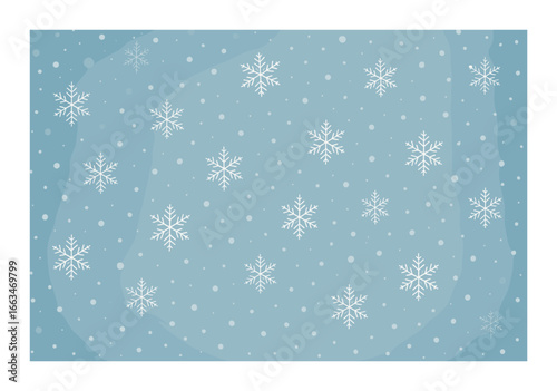 Winter wonderland: snowflakes gently falling on a blue background