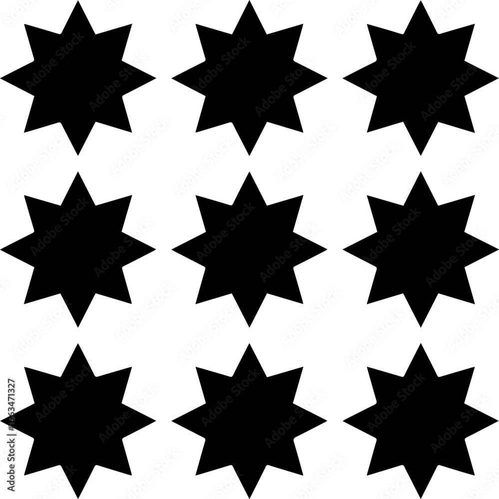Obraz premium Geometric Starburst Pattern Seamless Black and White Design, Ideal for Print and Digital Projects. High-Resolution Vector Illustration, EPS Format
