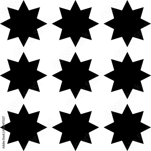 Geometric Starburst Pattern Seamless Black and White Design, Ideal for Print and Digital Projects.  High-Resolution Vector Illustration, EPS Format