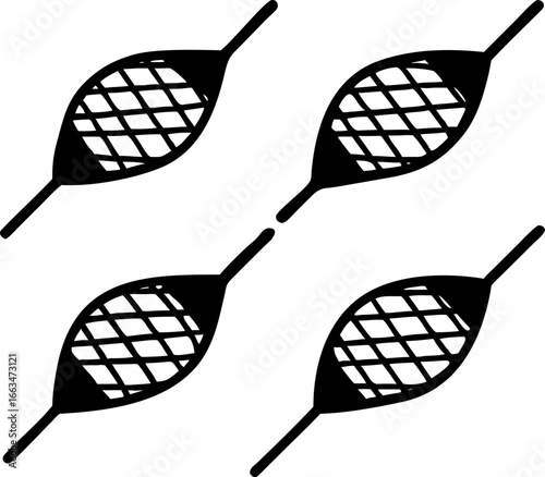 Abstract graphic illustration of diamond-shaped patterned objects on a white background