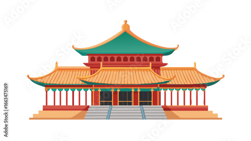 Illustration of a chinese temple, a building dedicated to religious or spiritual purposes in china