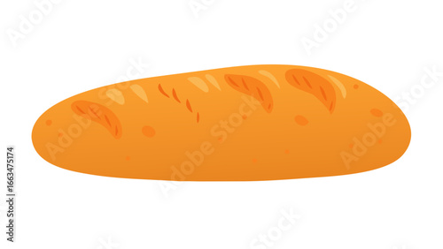 Illustration of a loaf of bread with a golden crust, , representing bakery products and staple food for meals
