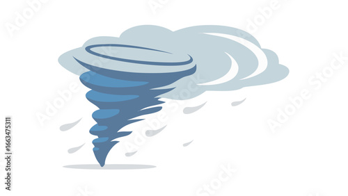 Illustration of a tornado, a natural disaster caused by a violent rotating column of air in contact with both the surface