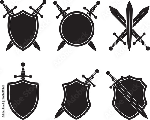 Shields and swords emblems crest heraldry