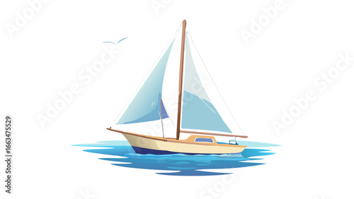Illustration of a sailboat sailing on the sea, , perfect for summer vacation and marine adventures on the ocean
