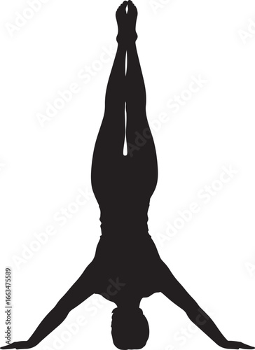 Downward-Facing Dog Pose (Adho Mukha Svanasana) Silhouette A person forming an inverted V-shape, with hands and feet pressing into the ground, hips lifted high