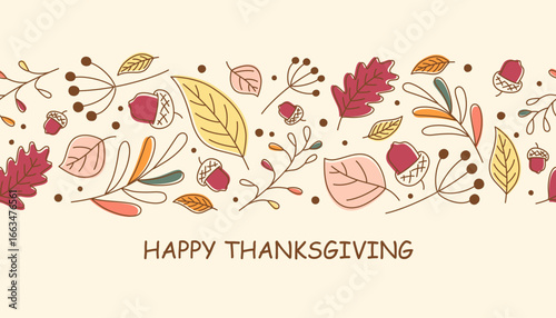seamless autumn thanksgiving doodle banner