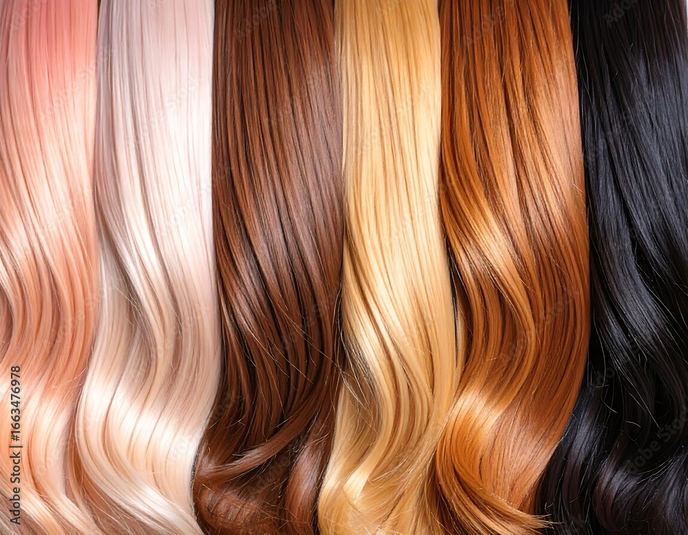 Fototapeta premium Wavy hair in various colors