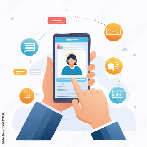 Wallpaper Mural Business Person Using Smartphone With Profile Torontodigital.ca