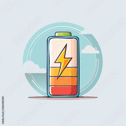 Colorful Battery Illustration With Full Charge