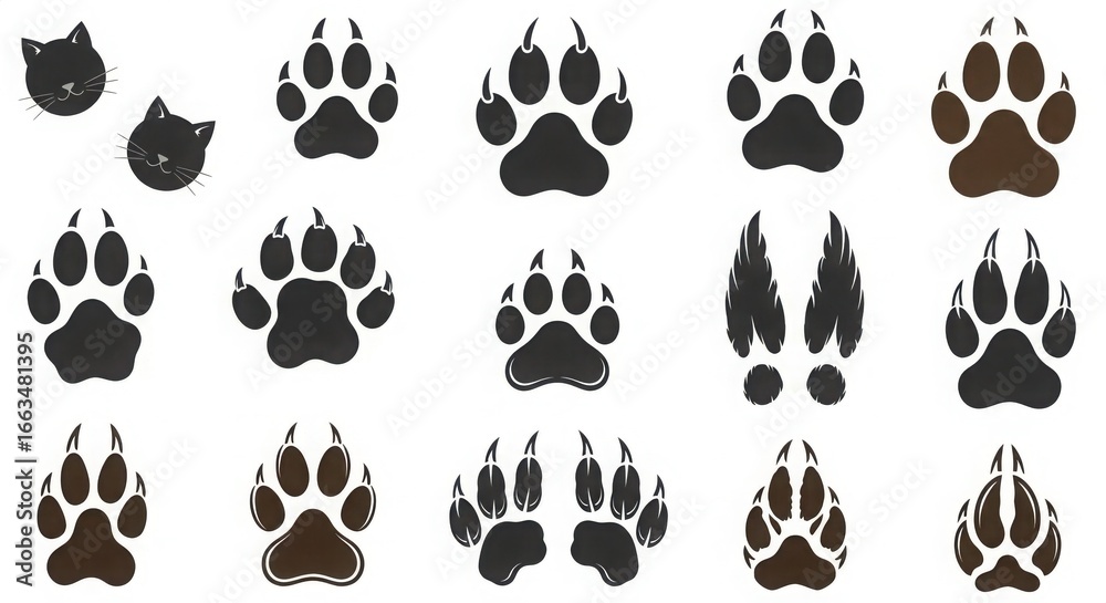 Fototapeta premium Animal Paw Prints Cat Wild Animal Tracks