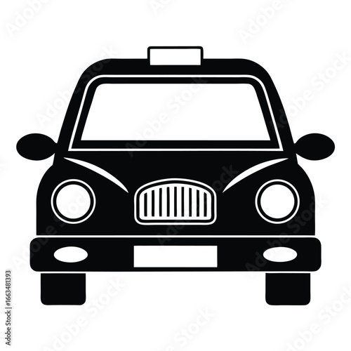 Simple black and white taxi car icon design for transportation and service industry needs illustration
