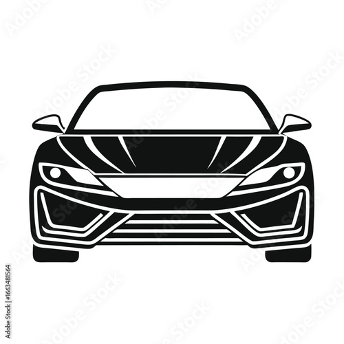 Sleek and Modern Car Silhouette Front View Automotive Design Icon Stylish Transportation