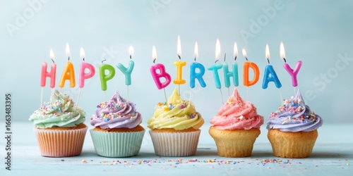 The colorful cupcakes with 