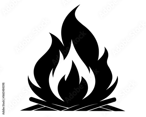 campfire flame black silhouette vector,campfire flame  icon