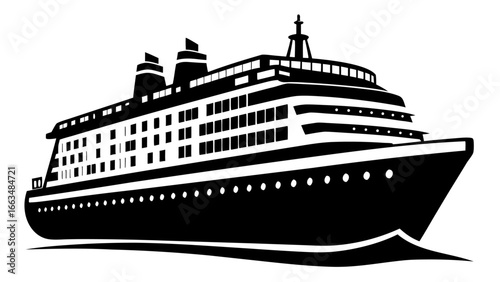 cruise Ship black silhouette vector,Ship icon cextor illustration