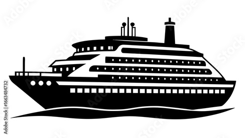 cruise Ship black silhouette vector,Ship icon cextor illustration